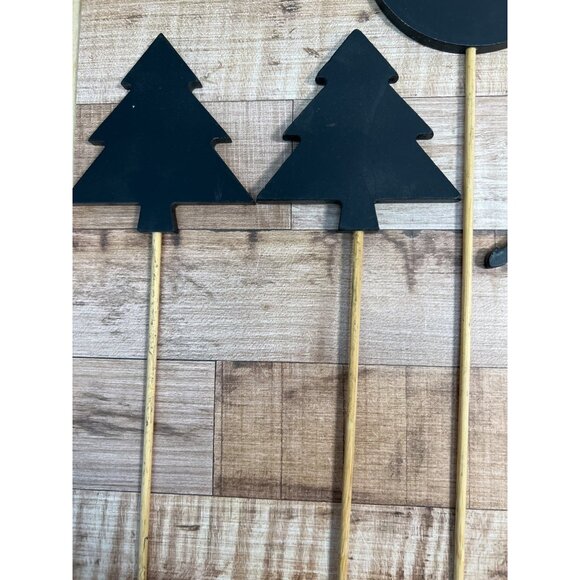 8 Christmas-Themed Chalkboard Party Picks - Trees Reindeer & Ornament Shapes Woo - Picture 2 of 5